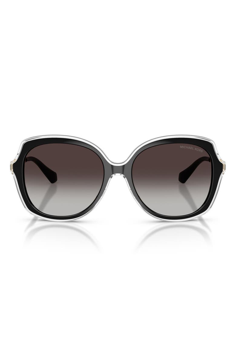 Michael Kors Canary Islands 55mm Gradient Round Sunglasses, Main, color, Black / Grey Gradient Black