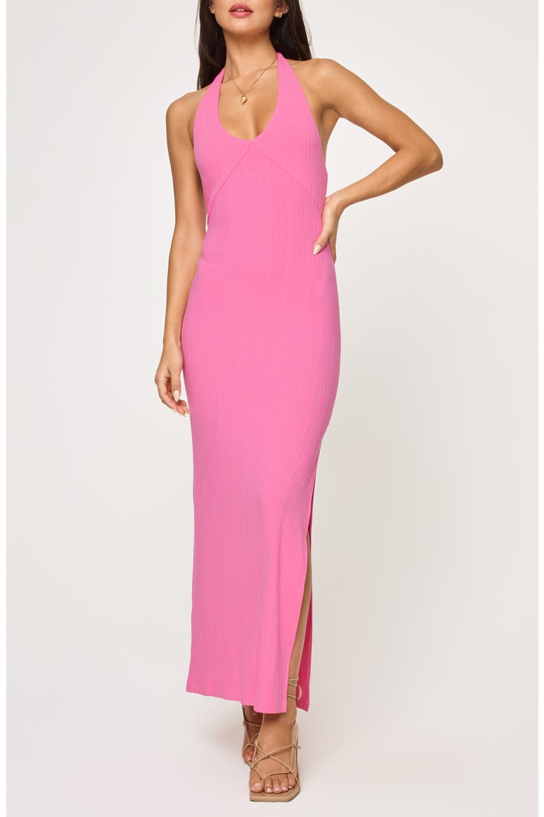 Skye Halter Rib Cover-Up Maxi Dress, Main, color, BUBBLEGUM PINK