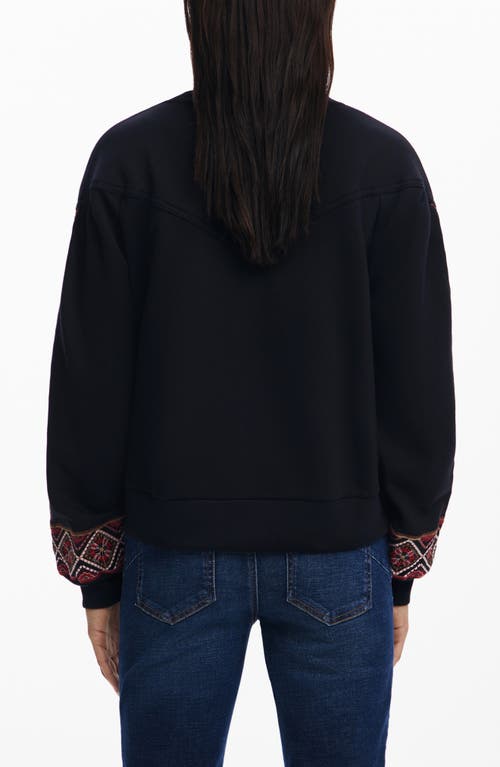 Desigual Embroidered Sleeve Sweatshirt In Black
