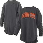 PRESSBOX Women's Pressbox  Black Oklahoma State Cowboys Melange Poncho Vintage Fleece Long Sleeve Pullover Sweatshirt