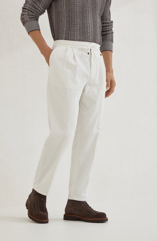 Brunello Cucinelli Men White Linen And Cotton Leisure Fit Trousers
