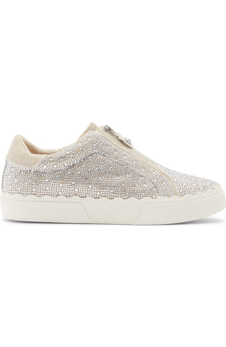 Anne Klein Cadia Zip Embellished Sneaker, Alternate, color, Platinum