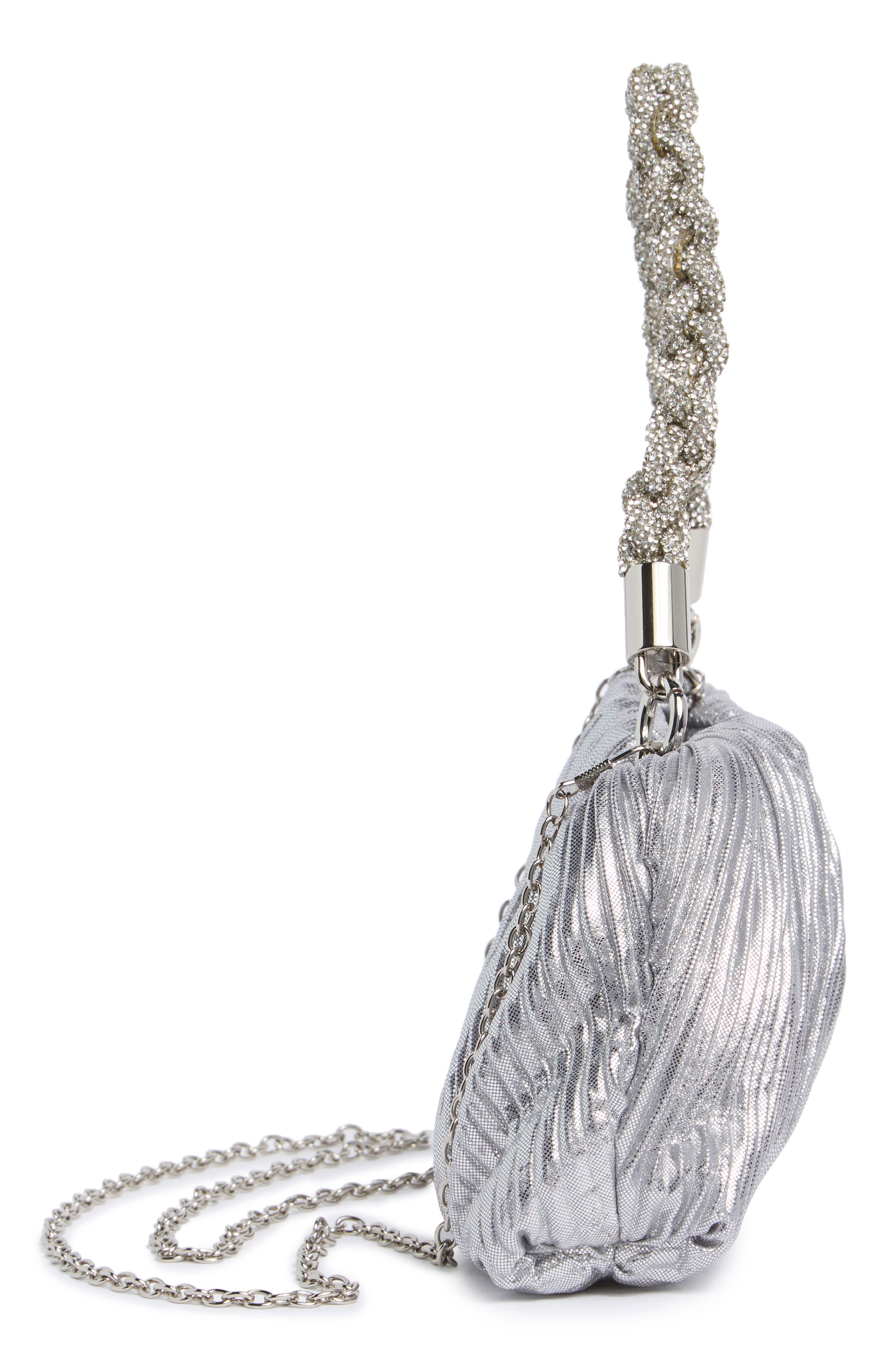 Florian Pleated Metallic Shoulder Bag, Alternate, color, SILVER