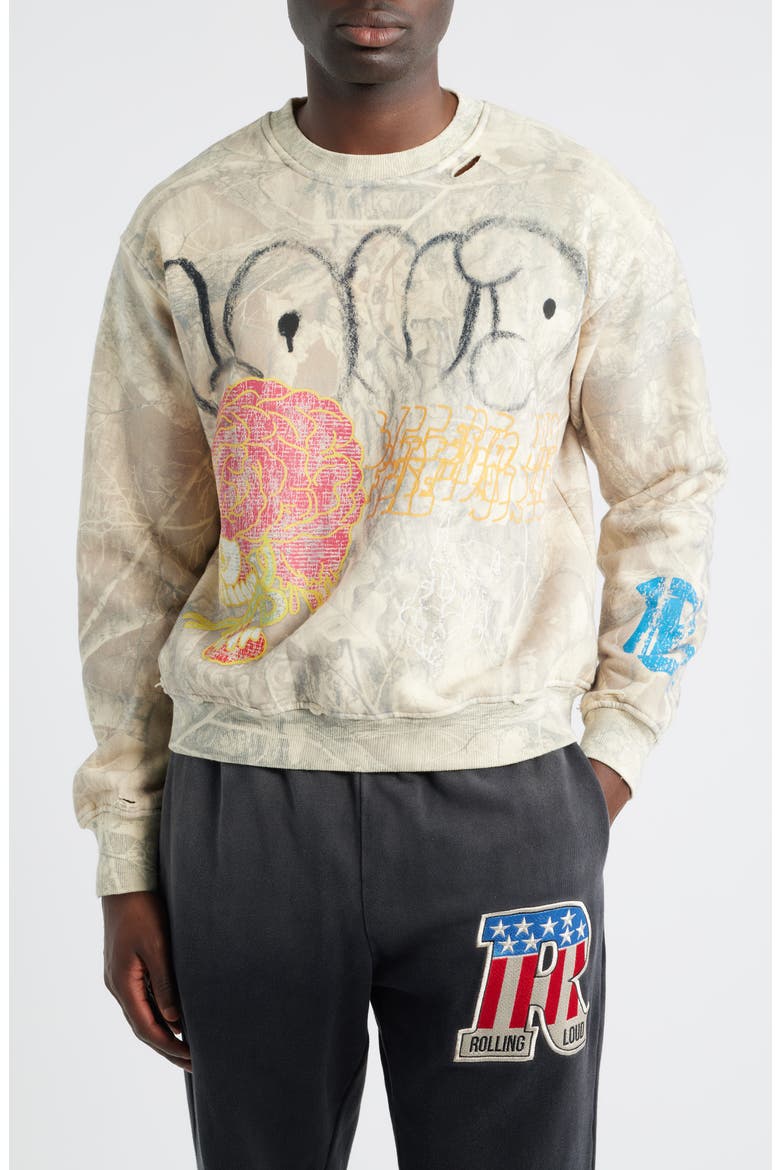 Sketch Crewneck Sweatshirt, Main, color, CAMO