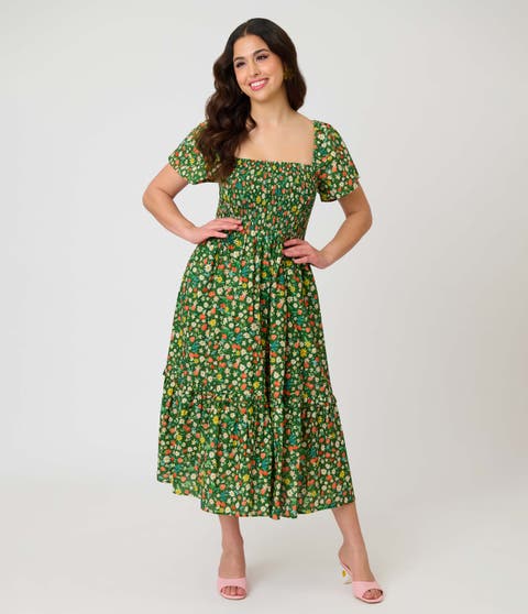 Smocked Bodice Midi Dress