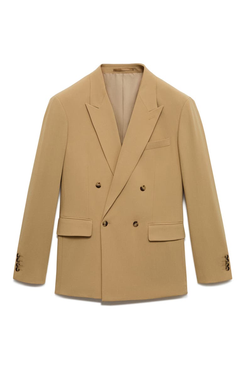 Relaxed Fit Double Breasted Suit Jacket, Alternate, color, BEIGE