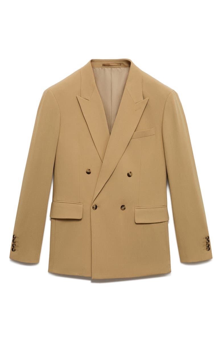 MANGO Relaxed Fit Double Breasted Suit Jacket, Alternate, color, Beige