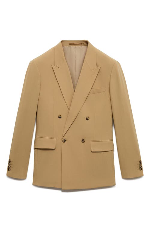 Mango Relaxed Fit Double Breasted Suit Jacket In Gold