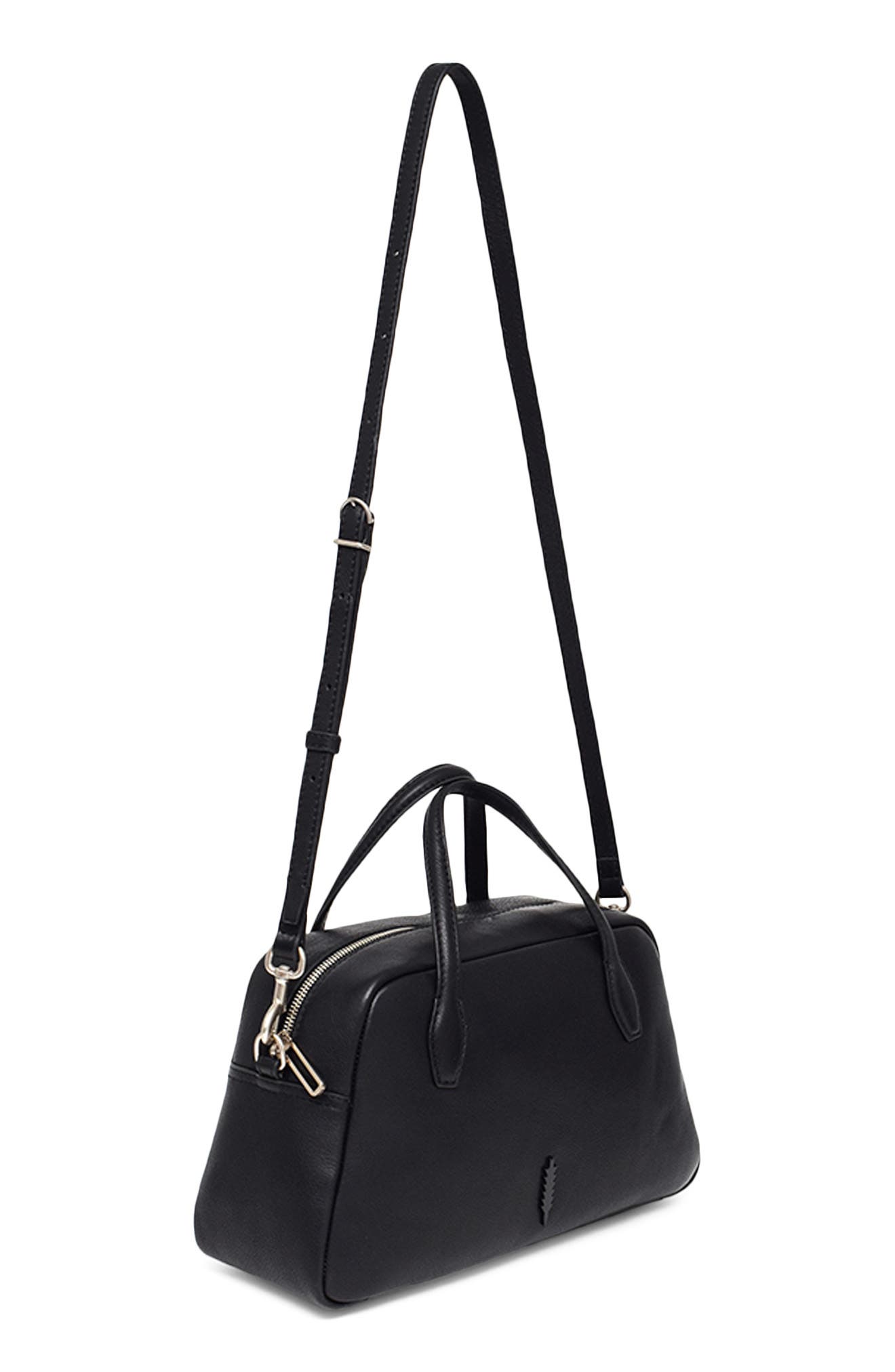 Amelia Leather Satchel Crossbody, Alternate, color, BLACK