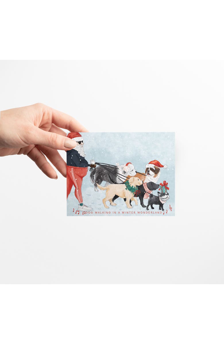 Ramus & Co Reindeer Frenchie Dog, Christmas Wagon, Santa Dog Walking Winter/Holiday/Christmas Greeting Card Pack Sets, Alternate, color, Multi-Pack