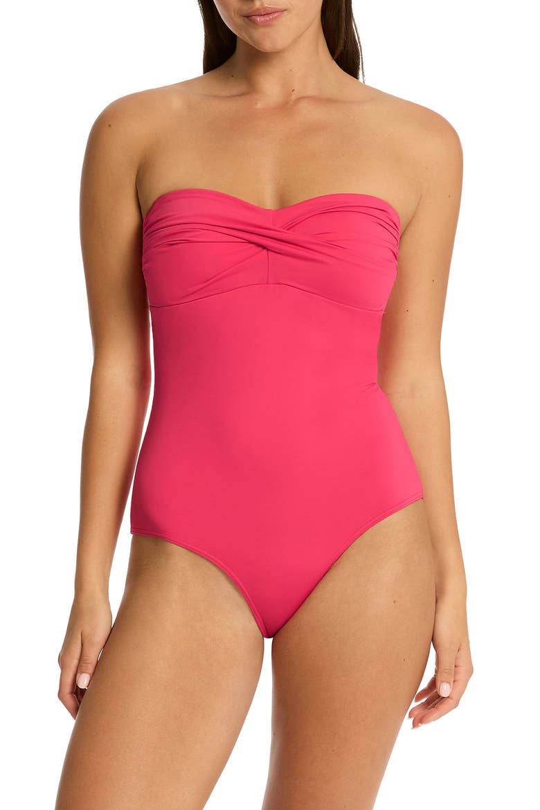 Essentials Edit Twist One-Piece Swimsuit, Alternate, color, ROSEBERRY