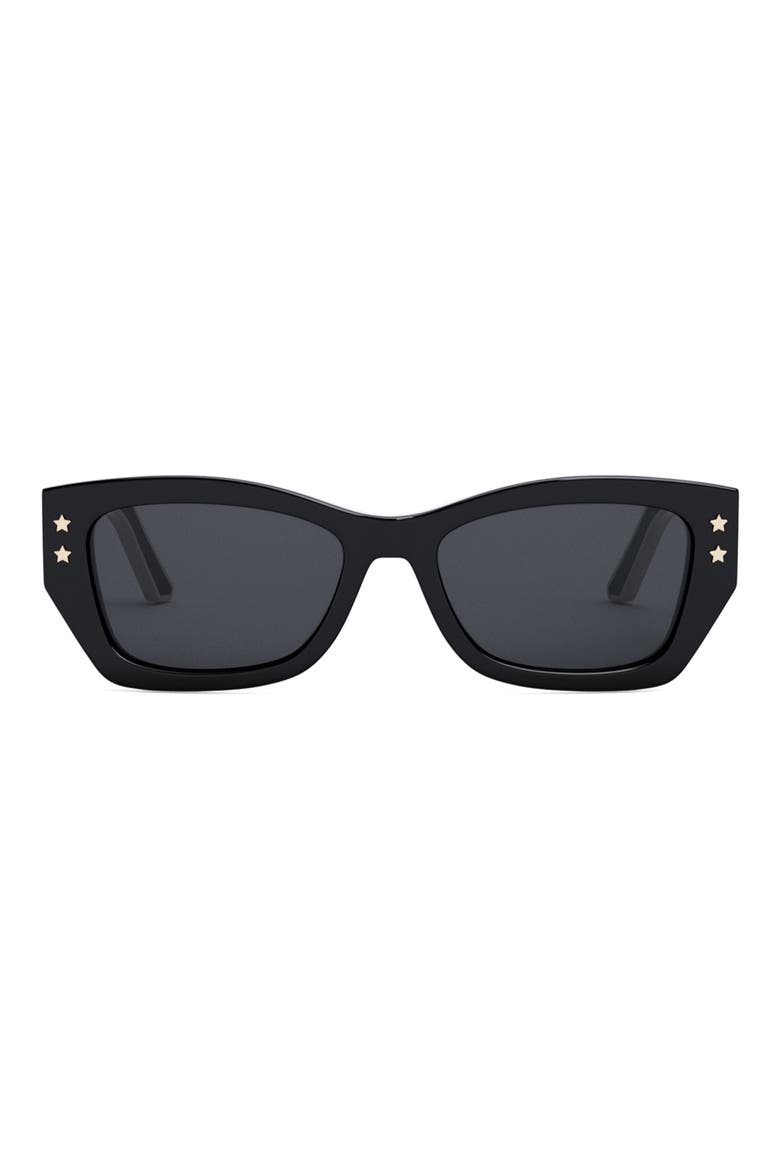 'DiorPacific S2U 53mm Rectangular Sunglasses, Main, color, SHINY BLACK / SMOKE
