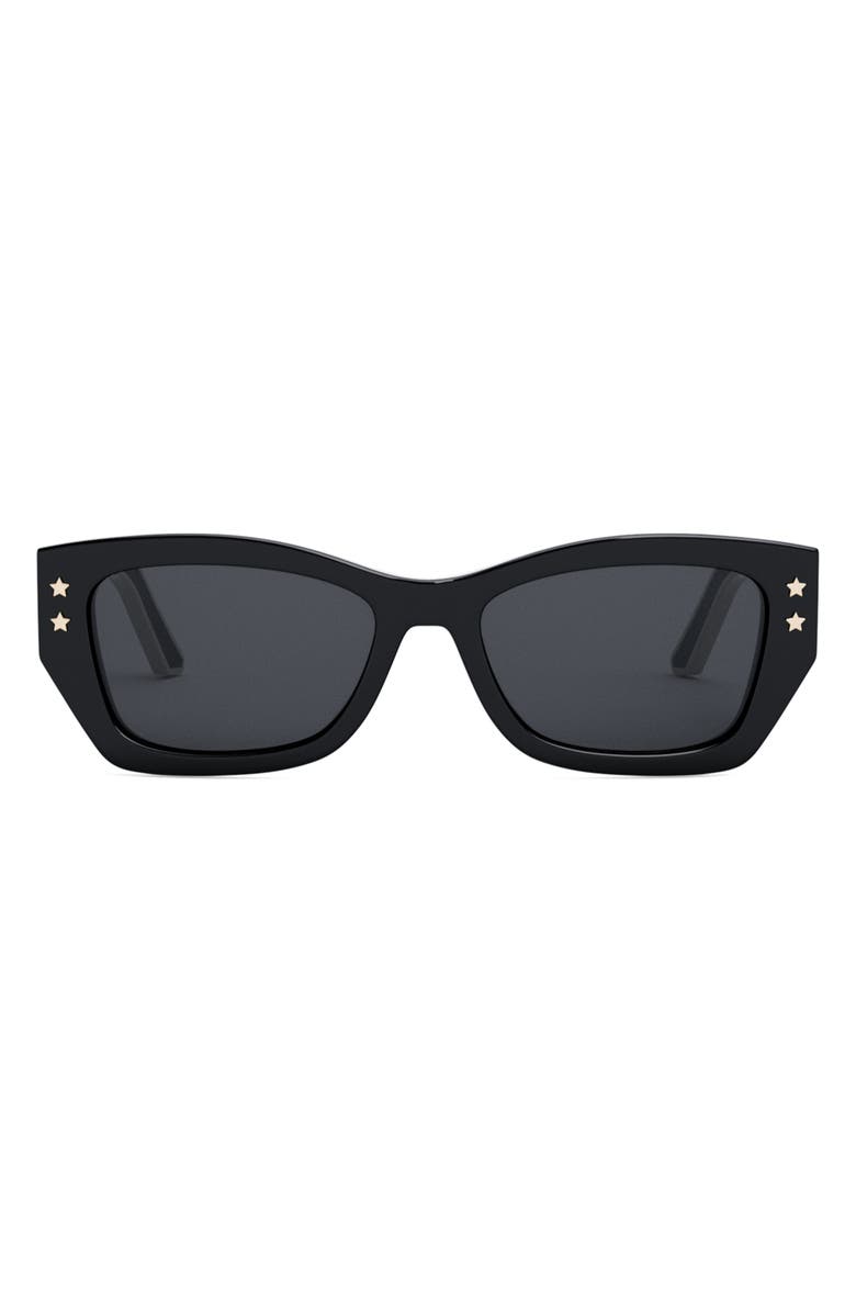 DIOR 'DiorPacific S2U 53mm Rectangular Sunglasses, Main, color, Shiny Black / Smoke