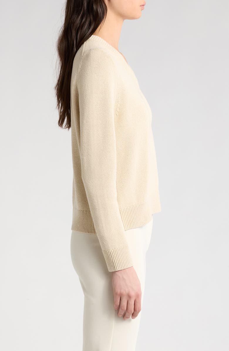 Nili Lotan Priya Cotton & Silk V-Neck Sweater, Alternate, color,