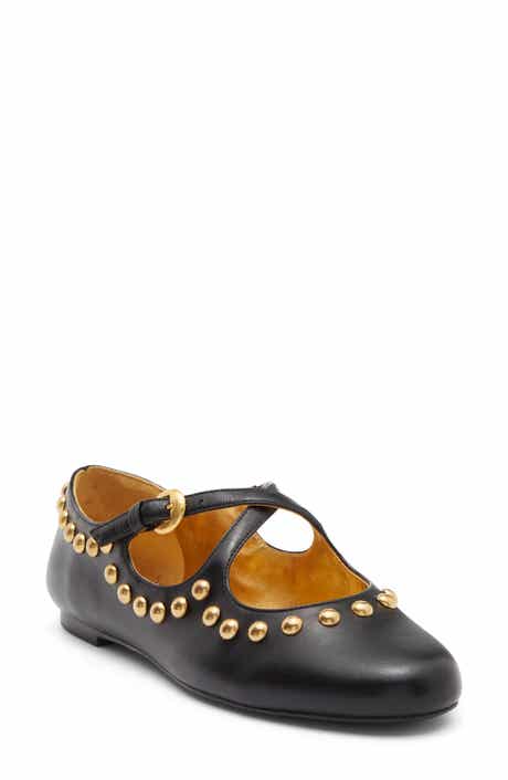 Salome Studded Leather Mary Jane Ballet Flat
