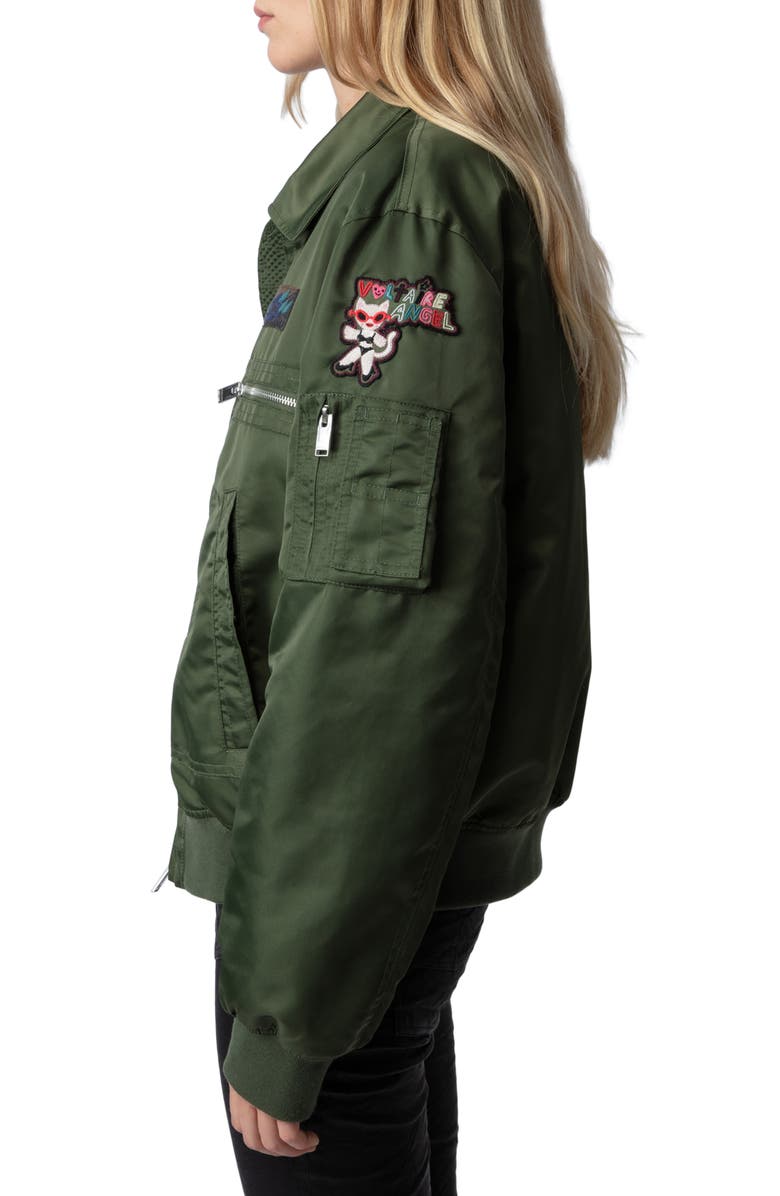 Zadig & Voltaire Bolid Logo Patch Flight Jacket, Alternate, color,