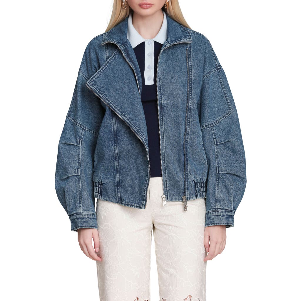 Avec Les Filles Denim Bomber Jacket In Montgomery Wash