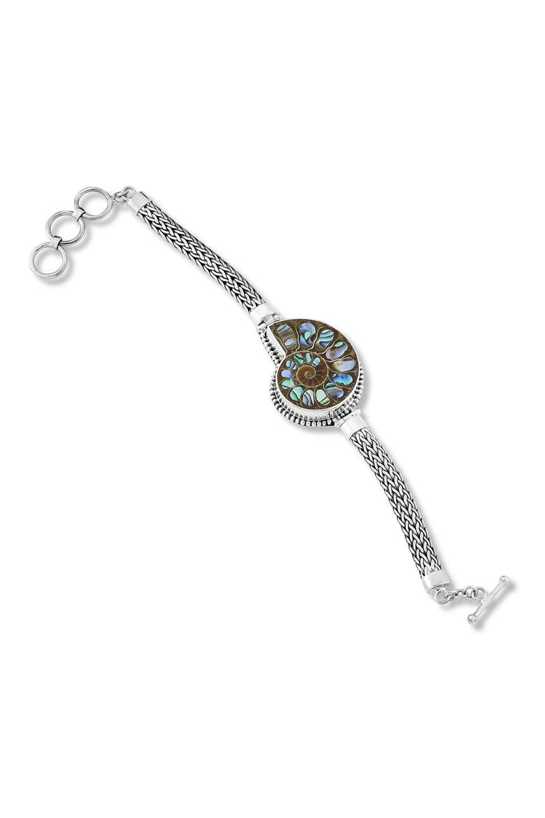 Abalone Fossil Chain Bracelet, Alternate, color, SILVER MULTI