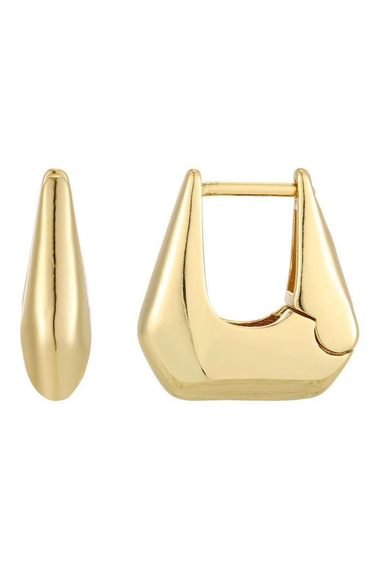 14K Gold Plated Geometric Hoop Earrings, Main, color, GOLD
