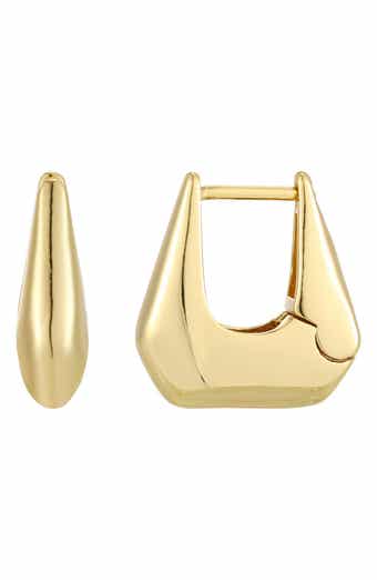 14K Gold Plated Geometric Hoop Earrings