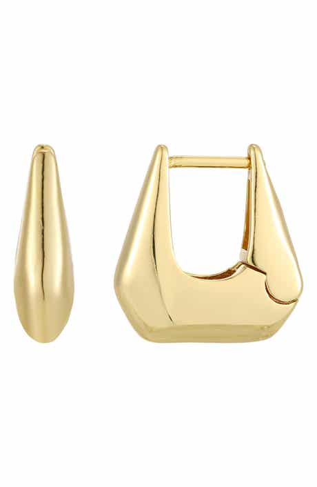 Adornia 14K Gold Plated Geometric Hoop Earrings