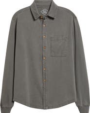 ALEX CRANE Caza Rib Organic Cotton Knit Button-Up Shirt