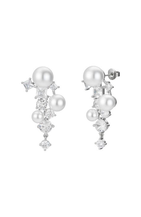 Alexandra Pearl and Crystal Drop Earrings
