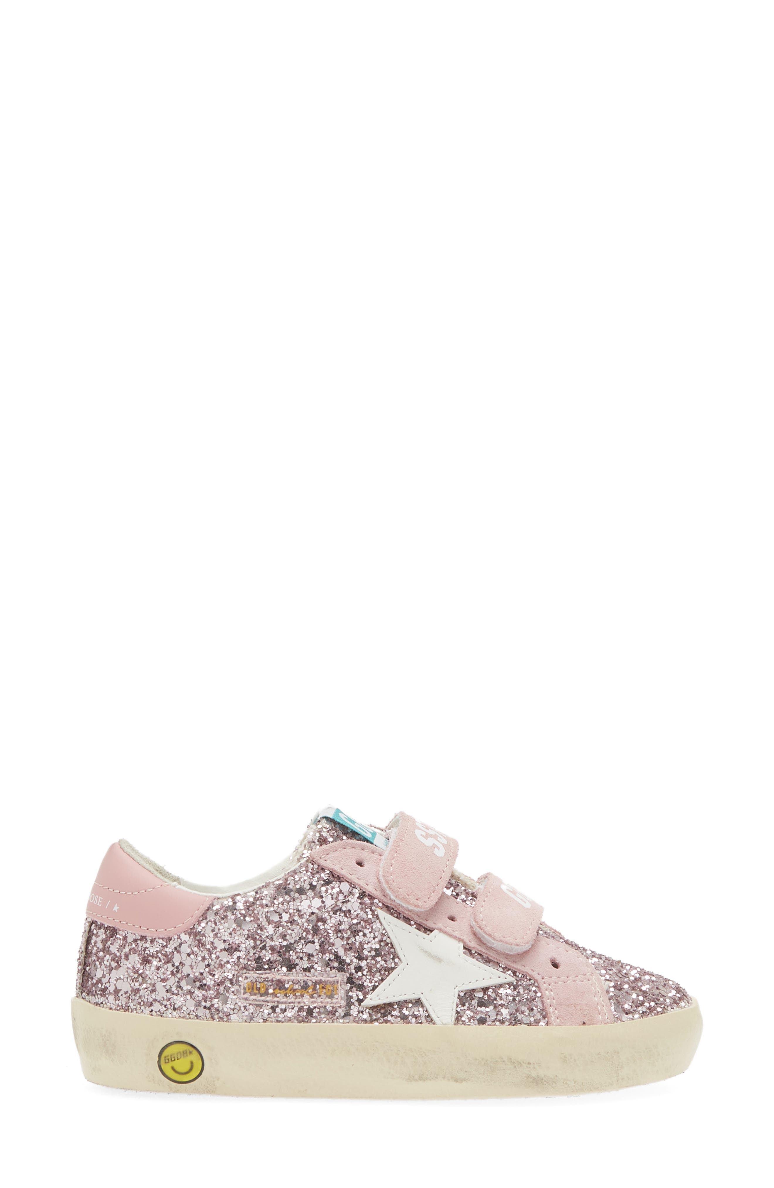 Kids' Old School Glitter Low Top Sneaker, Alternate, color, LILAC/ WHITE/ PINK