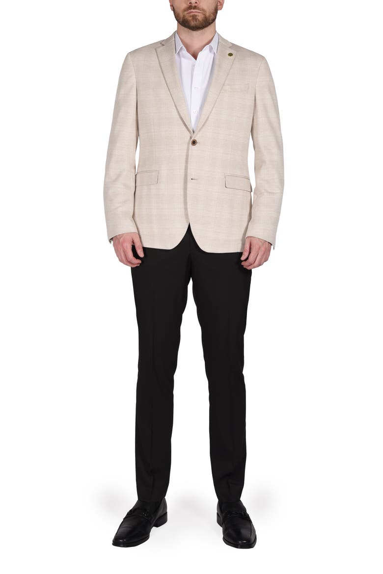 Plaid Knit Sport Coat, Alternate, color, TAN