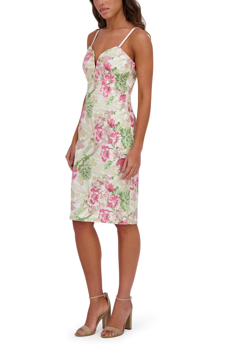 Siena Floral Sequin Embroidered Mesh Midi Dress, Alternate, color, White Multi