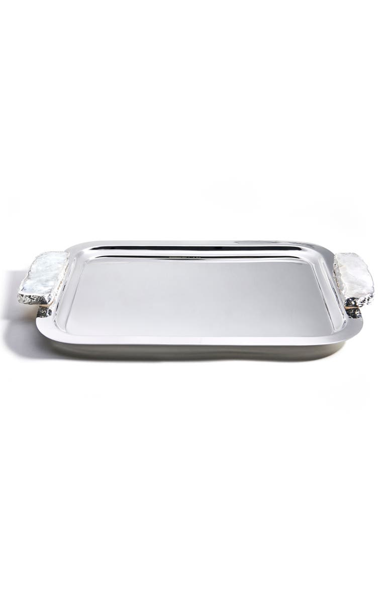 ANNA New York Hospitality Tray with Crystal Handles, Main, color, Silver