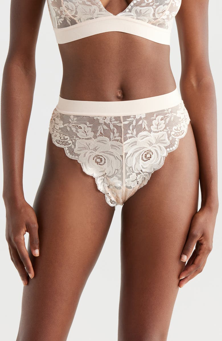 KILO BRAVA Floral Lace Briefs, Main, color, Whisper Peach
