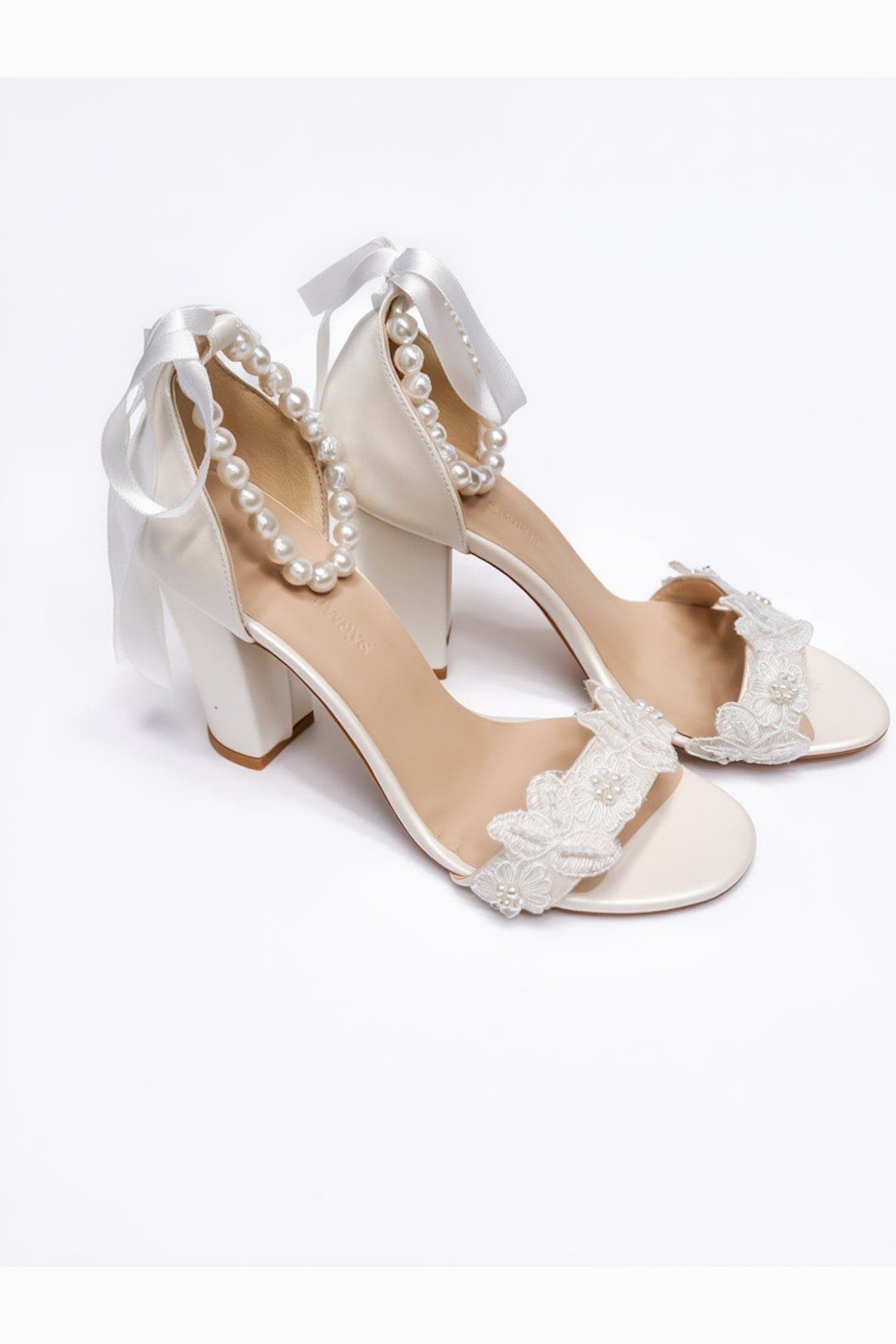 Forever & Always Shoes Elvian Floral Block Heel Bridal Sandal, Alternate, color, Ivory