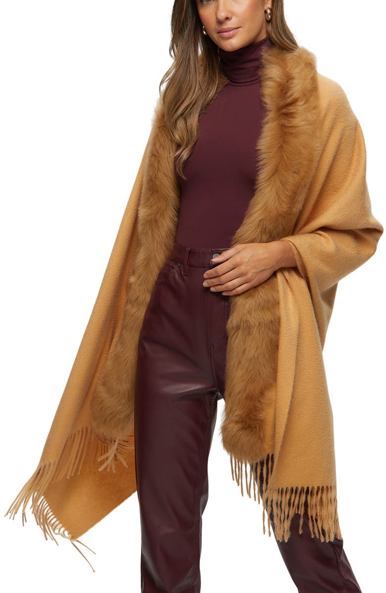 GORSKI Cashmere Stole With Trim, Alternate, color, Light Camel