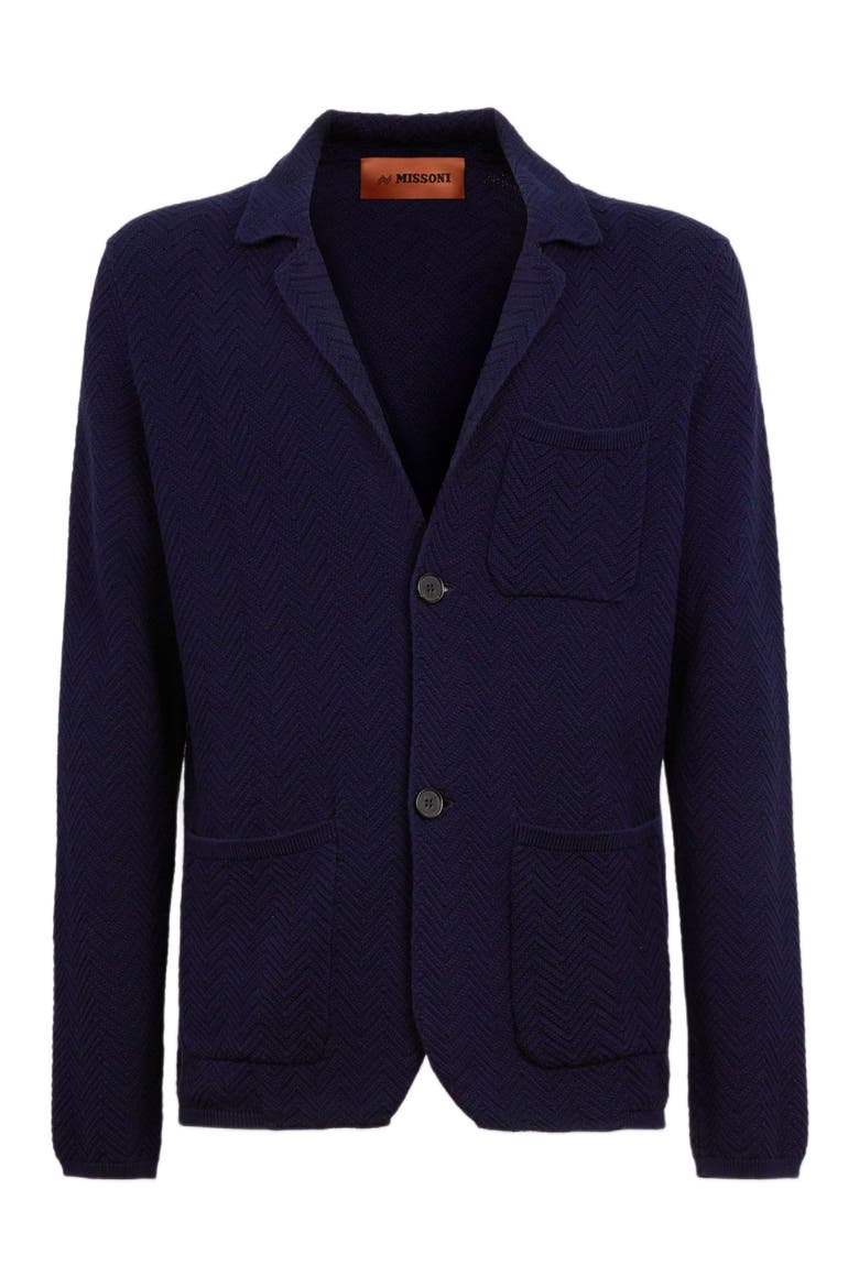 Cotton And Viscose Knit Blazer, Alternate, color, Dark Blue
