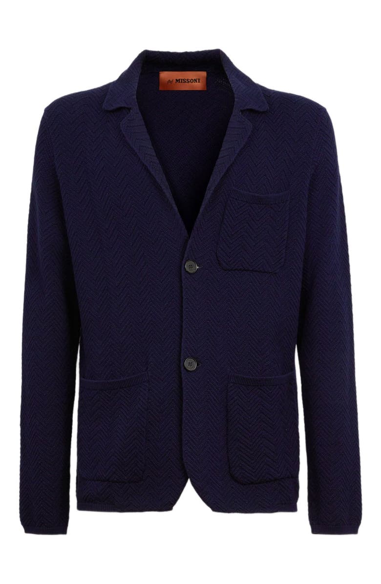 Missoni Cotton And Viscose Knit Blazer, Alternate, color, Dark Blue