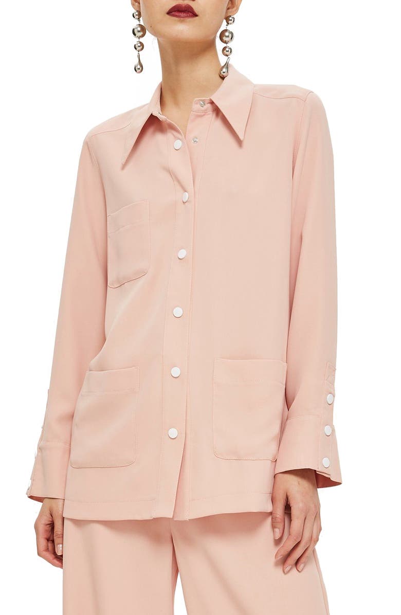 Topshop Popper Shirt, Main, color,
