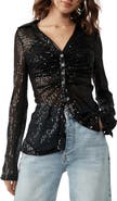 Free People Sequin Ruched Shirt