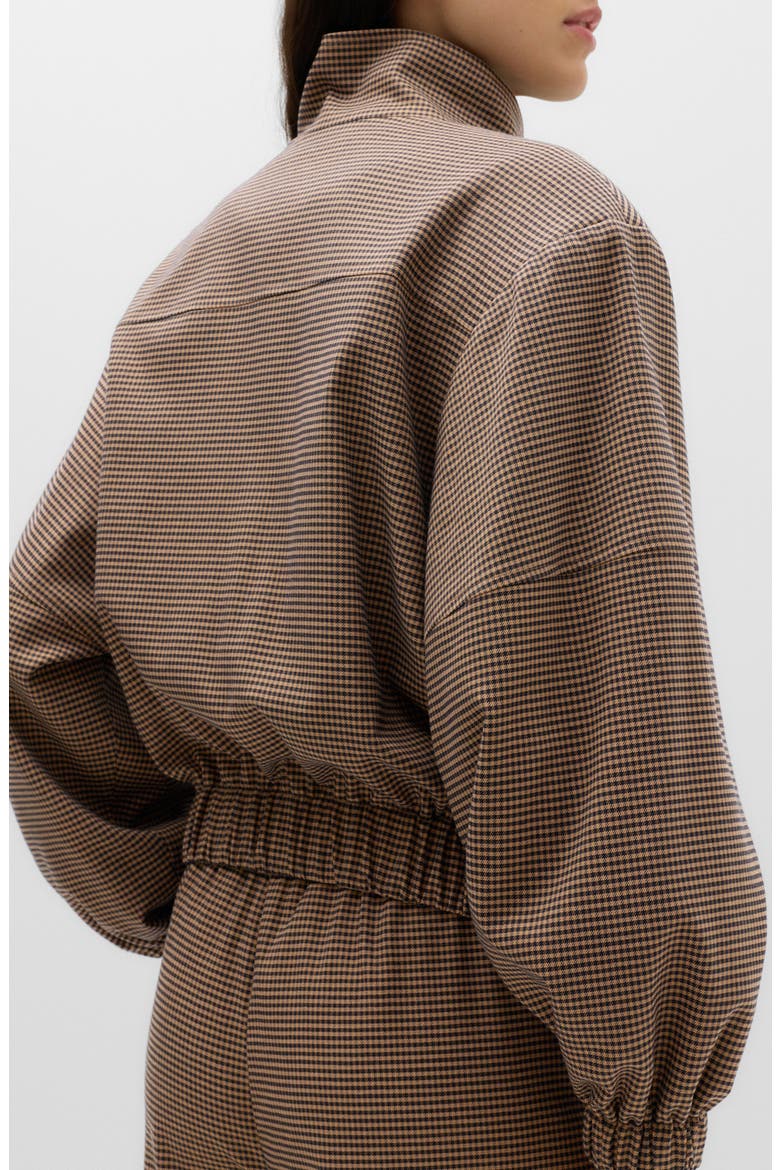Check Stand Collar Jacket, Alternate, color, BROWN MIX