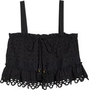 Ramy Brook Amina Tiered Cotton Eyelet Cover-Up Shirt