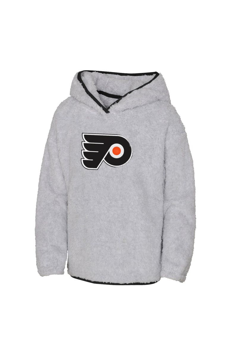 Outerstuff Girls Youth Heather Gray Philadelphia Flyers Ultimate Teddy Fleece Pullover Hoodie, Alternate, color, Heather Gray