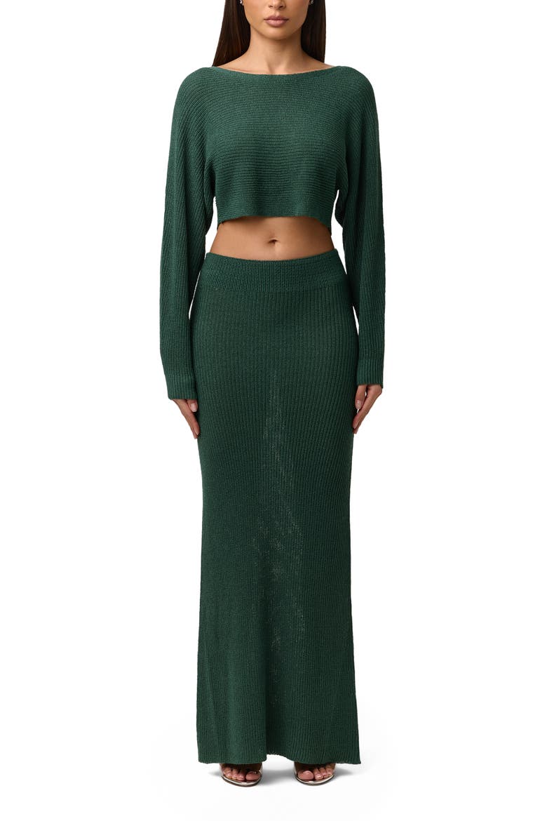 Boat Neck Crop Sweater, Alternate, color, PINE GREEN