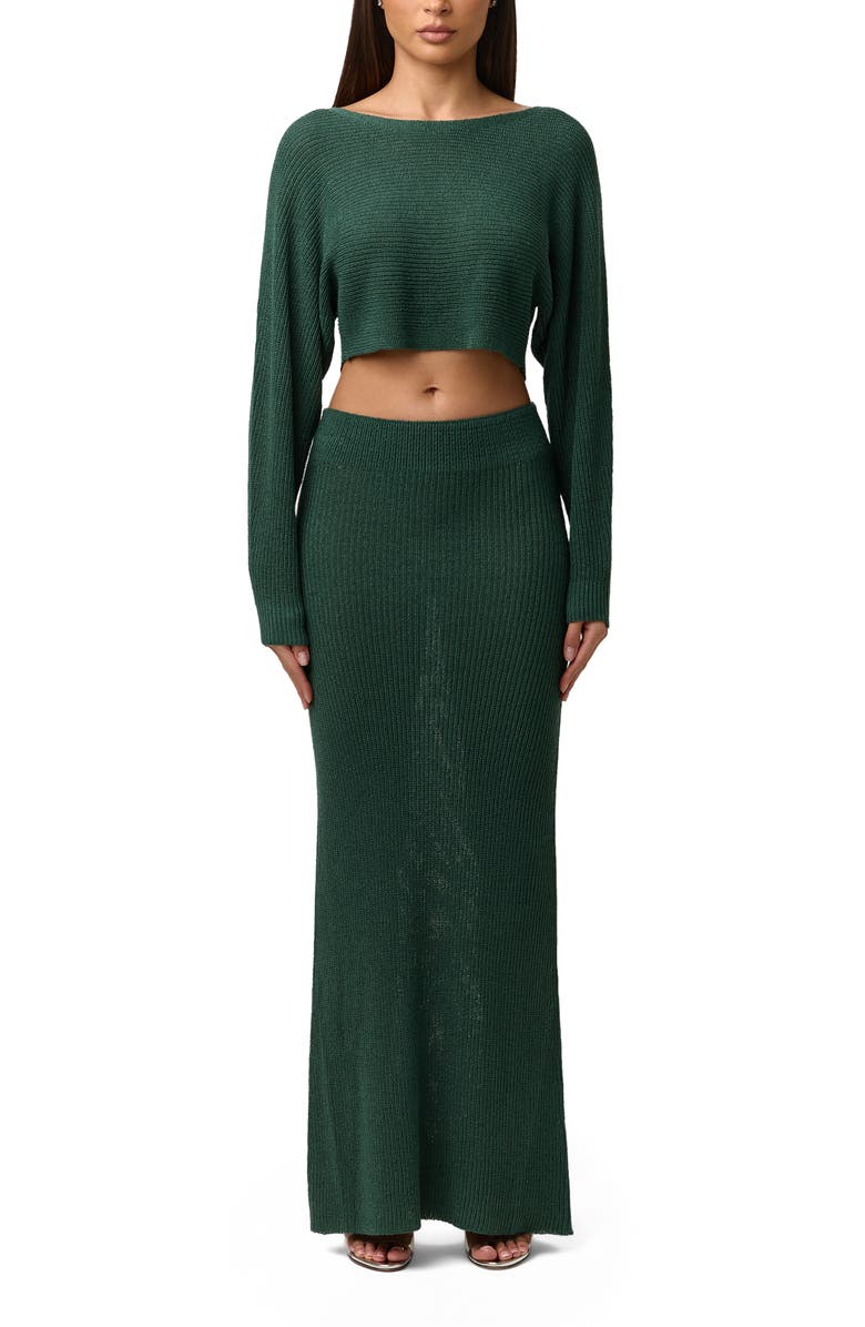 Naked Wardrobe Boat Neck Crop Sweater, Alternate, color, Pine Green