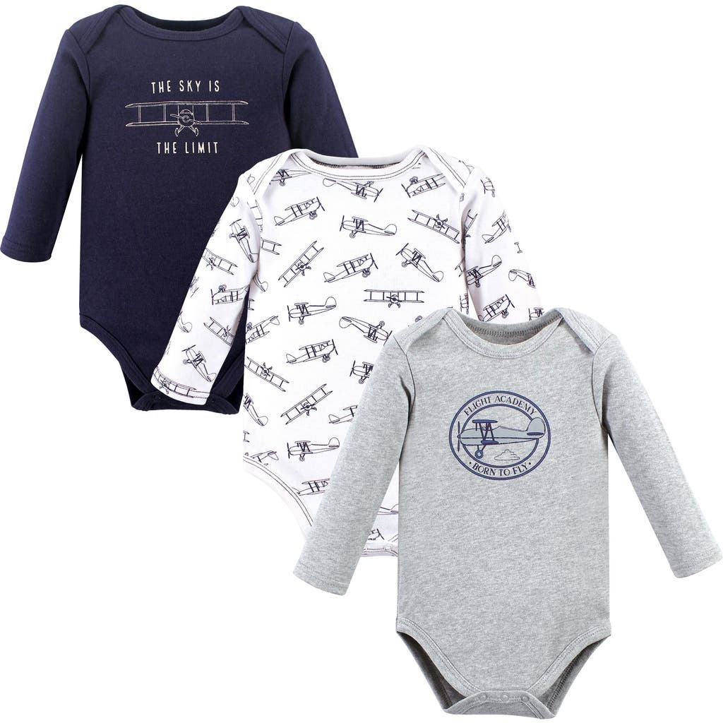Hudson Baby Cotton Long-sleeve Bodysuits 3-pack In Multi