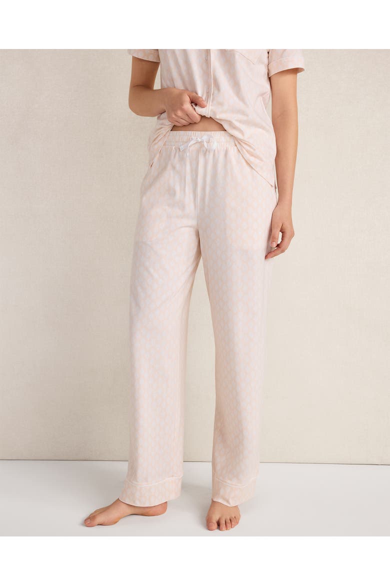 Organic Cotton Jersey Medallion Foulard Pajama Pants, Main, color, Whispering Pink Multi
