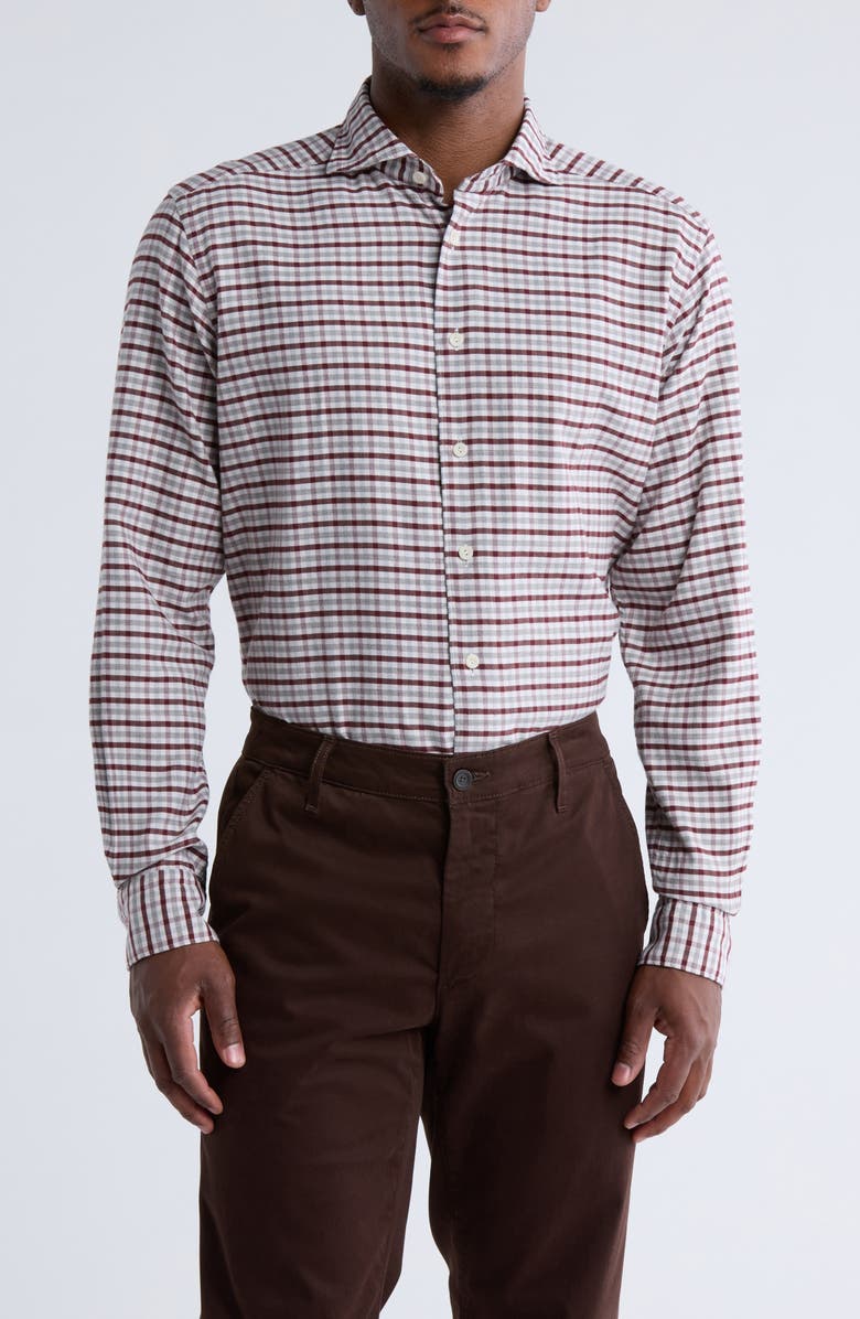 Eton Contemporary Fit Plaid Flannel Dress Shirt, Main, color, 