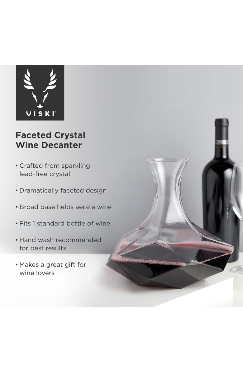 Viski Seneca Crystal Faceted Wine Decanter, Alternate, color, Clear