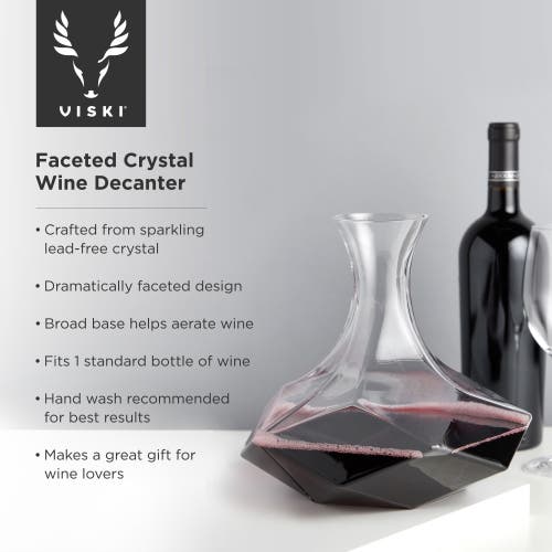 Viski Seneca Crystal Faceted Wine Decanter In Clear
