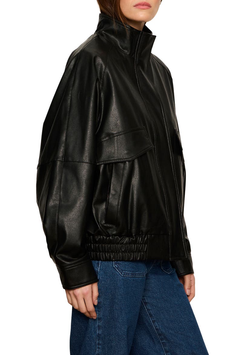 Alana Faux Leather Jacket, Alternate, color, BLACK