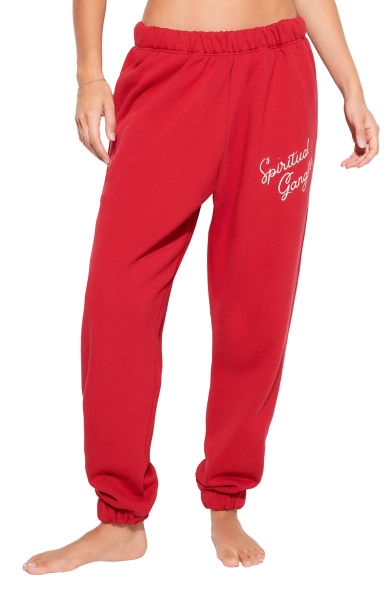Spiritual Gangster Insignia Portia Cotton Sweatpants, Main, color, Red Heart